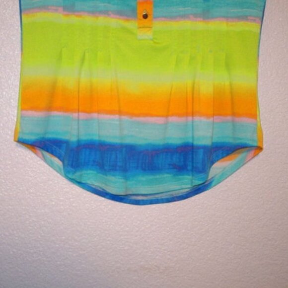 Cocomo STRETCH Jersey Size S M BLOUSE Tunic Top OMBRE Sleeveless V-NECK Colorful - Picture 3 of 8